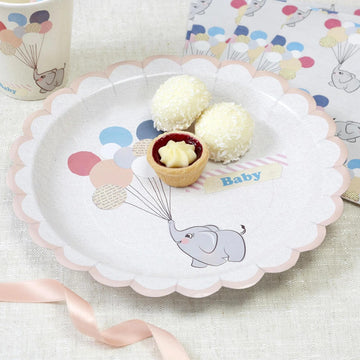 Plato Grande de Elefantes con Globos - 8 pzas